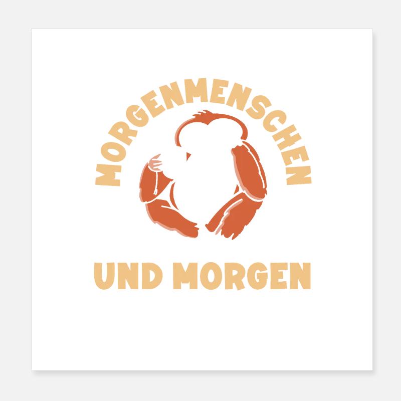 I hate morning people coffee sloth Poster 8" x 8" (20x20 cm)