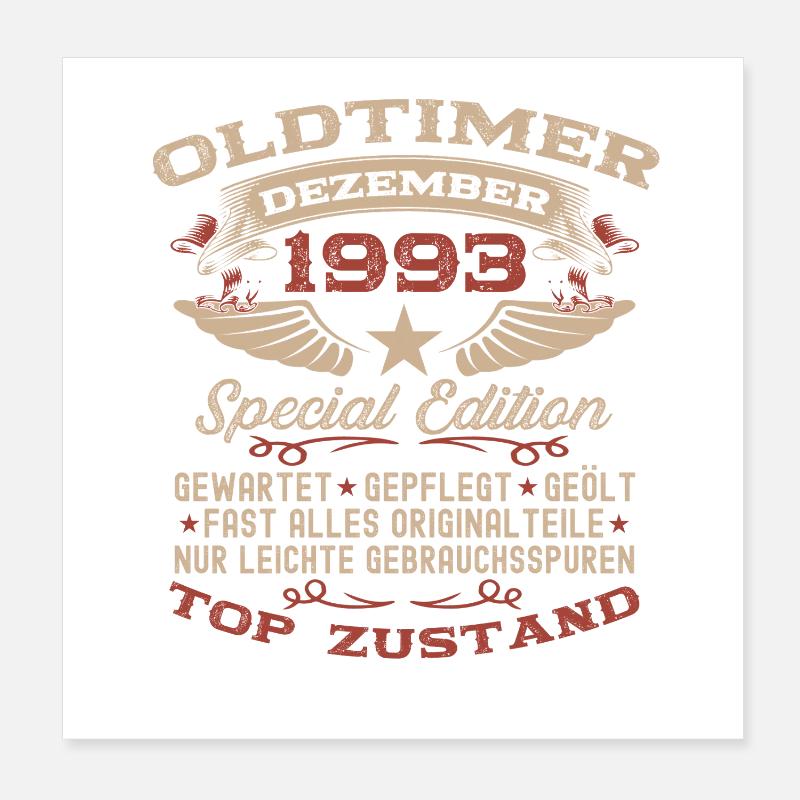 32. Geburtstag Geschenk Oldtimer Dezember 1993 Poster 20x20 cm