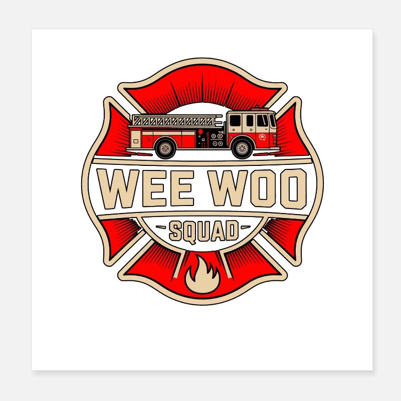 Wee Woo Squad Feuerwehr Auto Spass Poster 20x20 cm