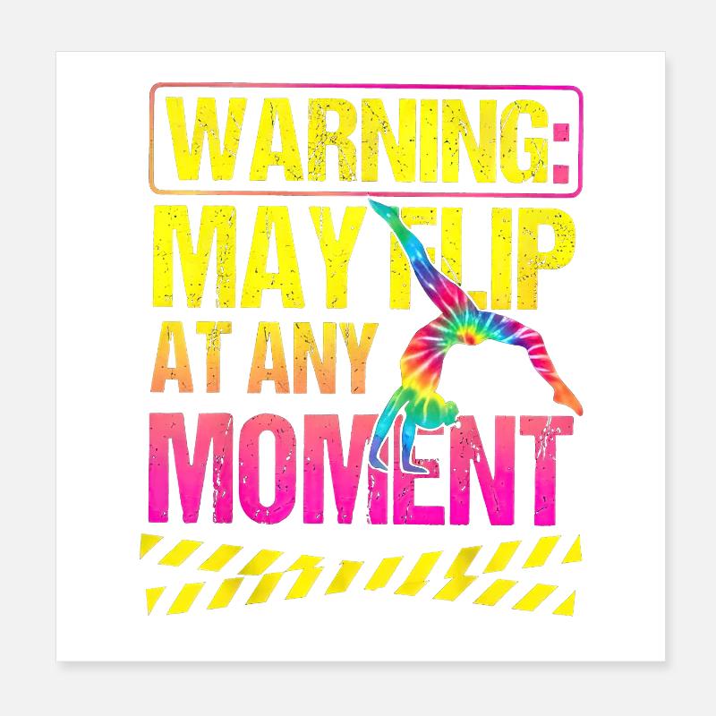 Avertissement : Flip gymnastics dit Gymnastics tie-dye Poster 20 x 20 cm