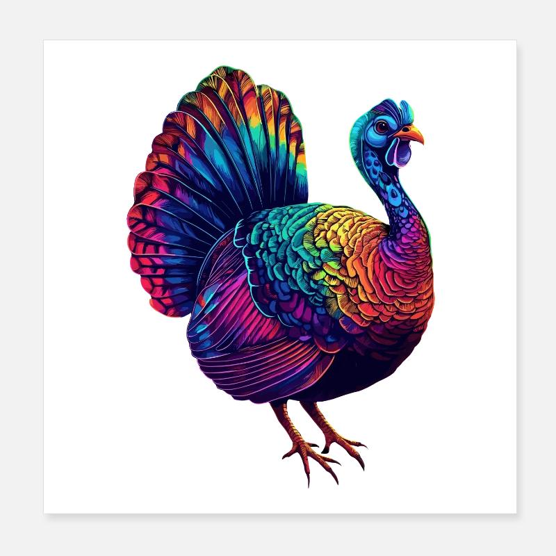 Turkey Chickens Bird Turkey Poster 8" x 8" (20x20 cm)
