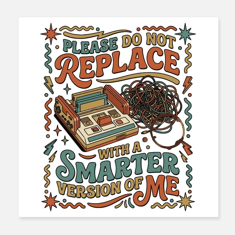 Retro Gaming KI Angst Poster 20x20 cm