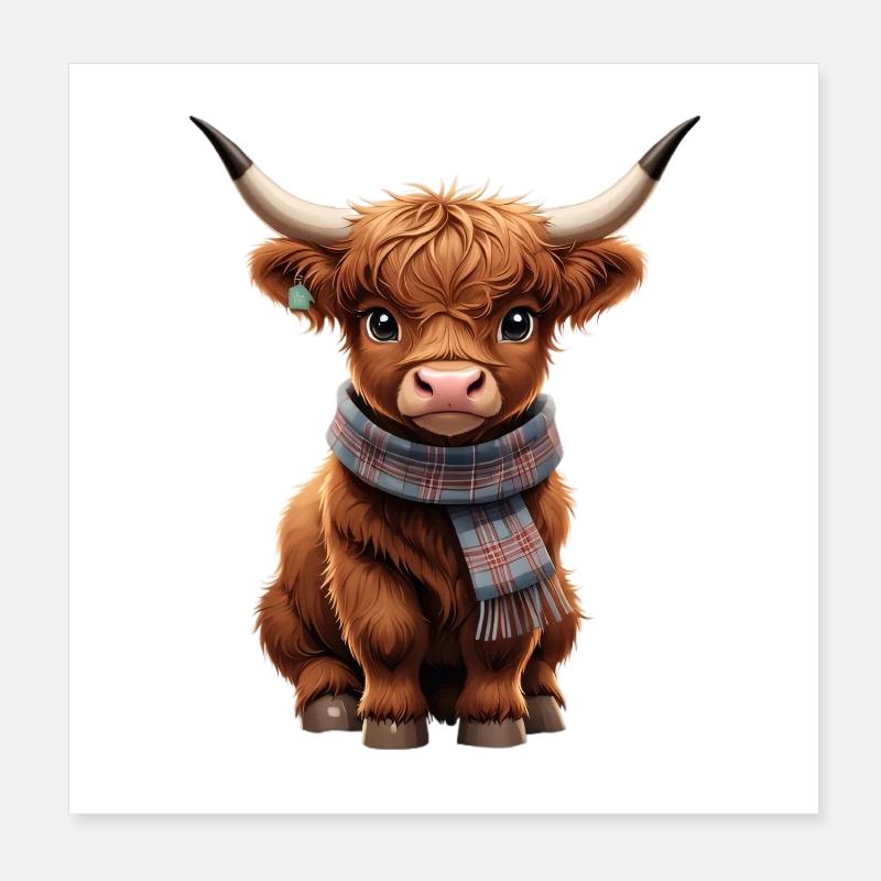 Vache câline avec écharpe Poster 20 x 20 cm