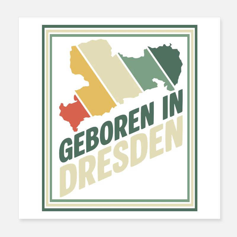 Geboren in Dresden Retro Poster 20x20 cm