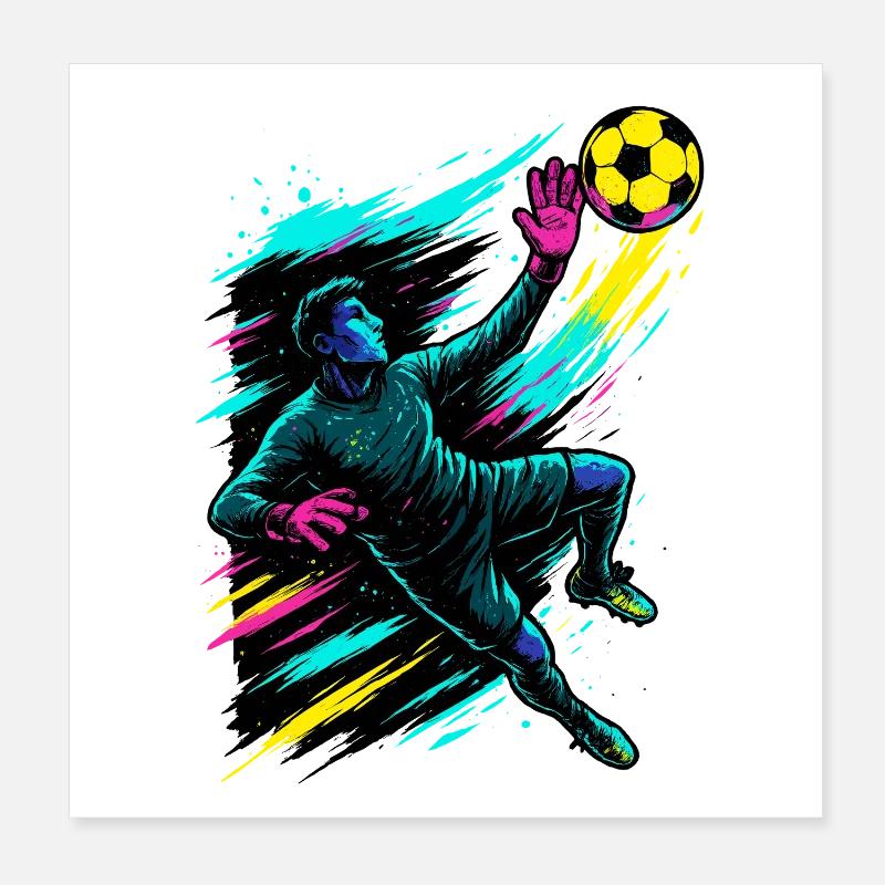 Neon Torwart Kunst, Fußball Geschenk, Highlight Poster 20x20 cm