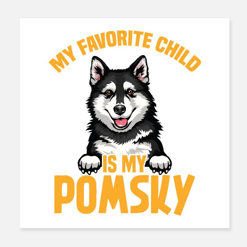 Pomsky Maman Peluche Pomsky Propriétaire de chien Amant Poster 20 x 20 cm