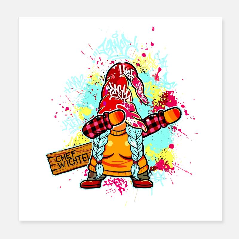 CHEF WICHTEL Dab Graffiti Weiblich Xmas Spruch Poster 20 x 20 cm