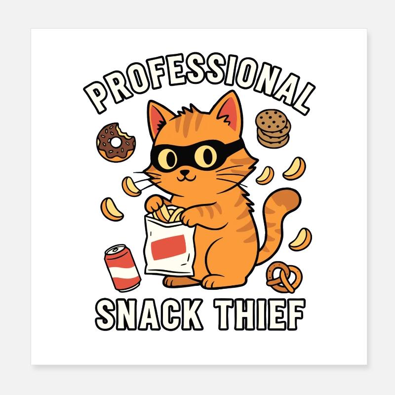 Professional Snack Thief Naughty Funny Cat Poster 8" x 8" (20x20 cm)