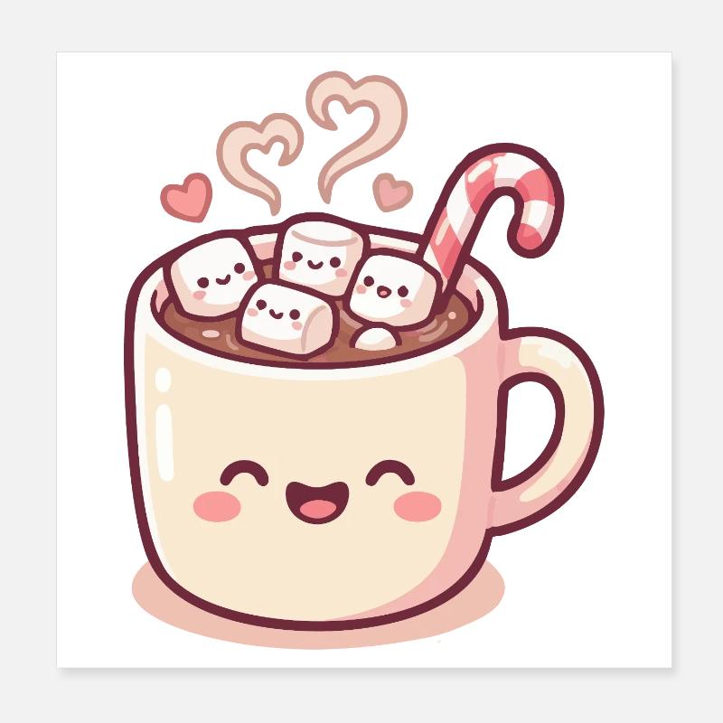 Cuddle mug with marshmallows & candy cane Poster 8" x 8" (20x20 cm)