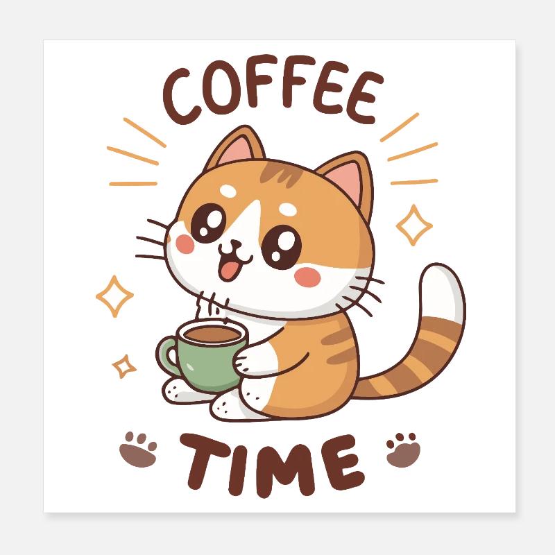 Chat Café Latte Mignon Poster 20 x 20 cm