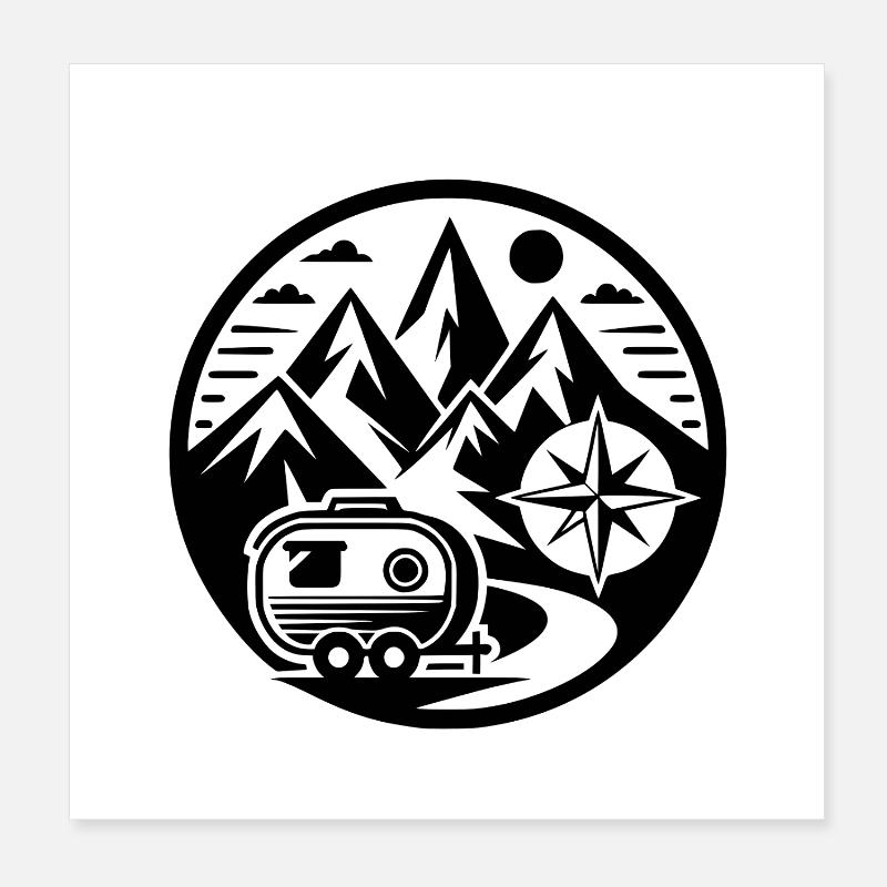 Camping Poster 20x20 cm