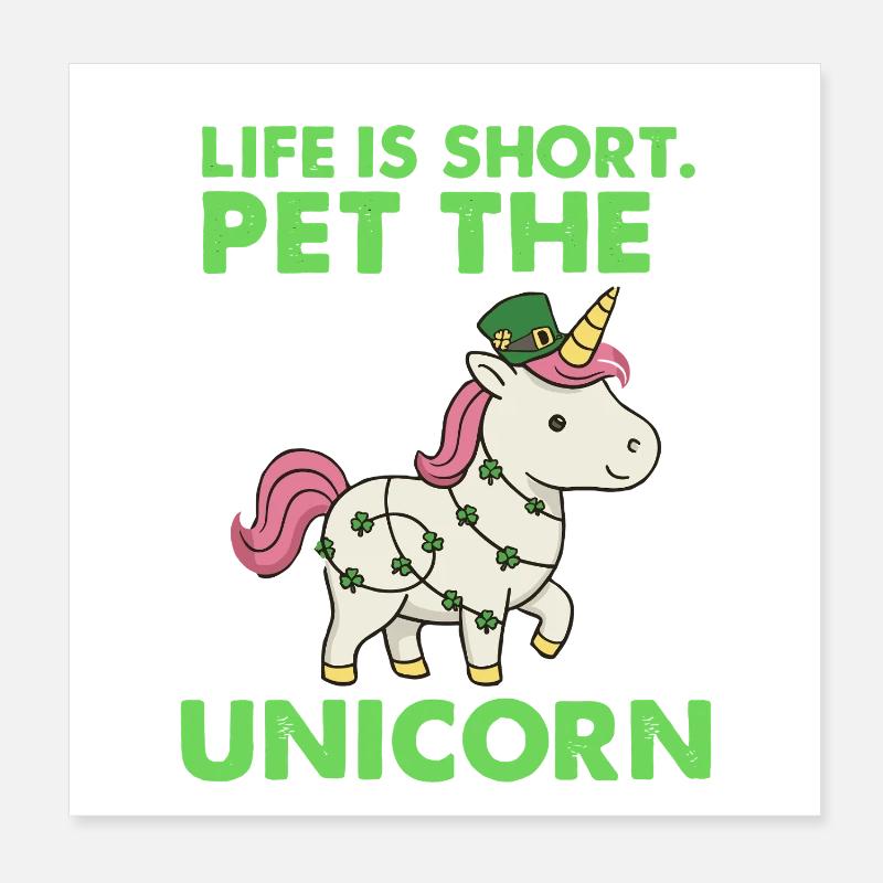 Vie courte – caresser la licorne Poster 20 x 20 cm
