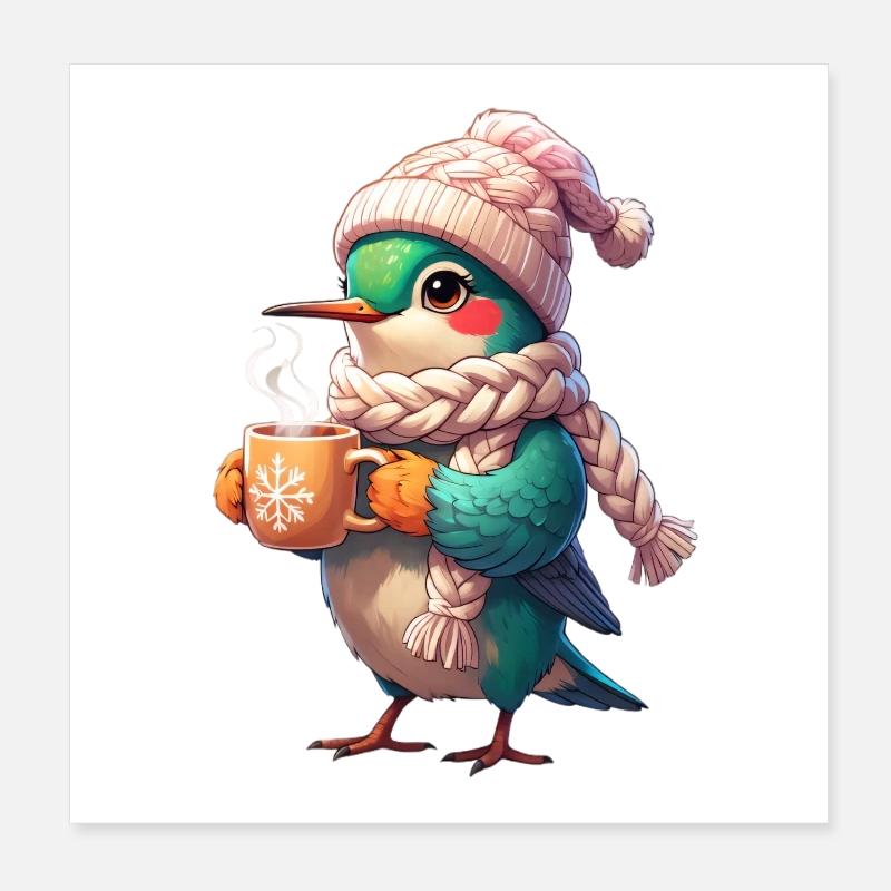 Winterkörniger Vogel Schal Poster 20x20 cm