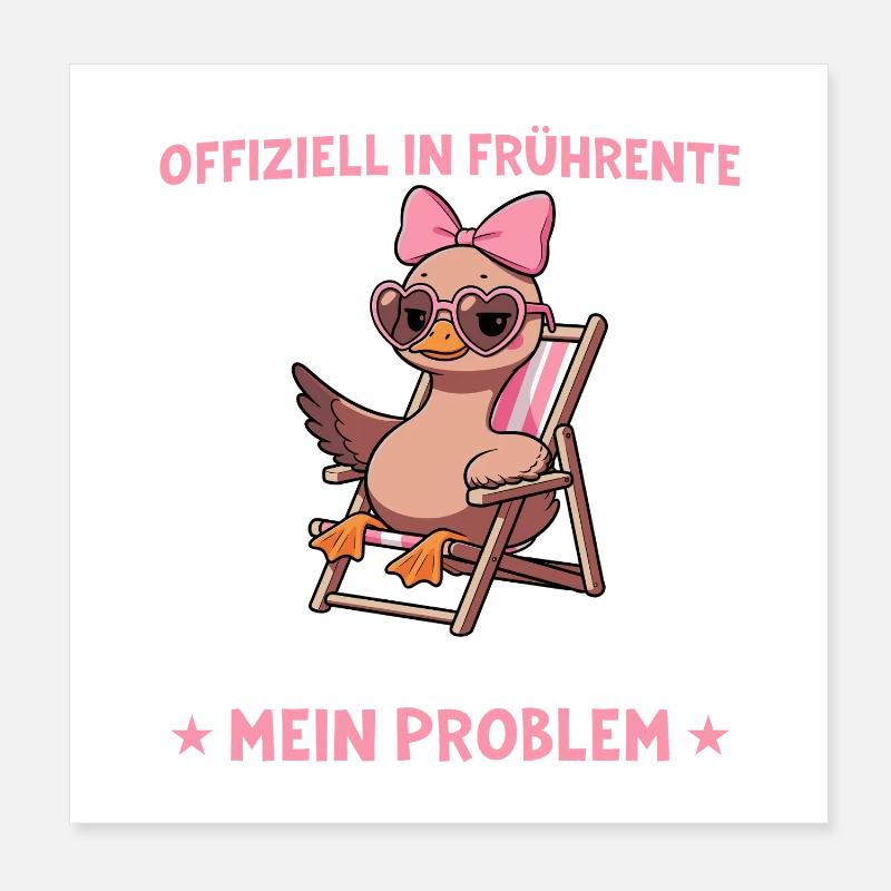 Retraite anticipée canard dans une chaise longue - retraite partielle Poster 20 x 20 cm