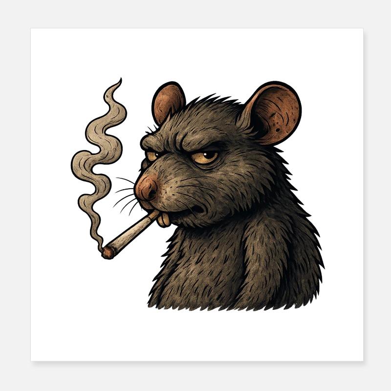 Rauchende Ratte Poster 20x20 cm