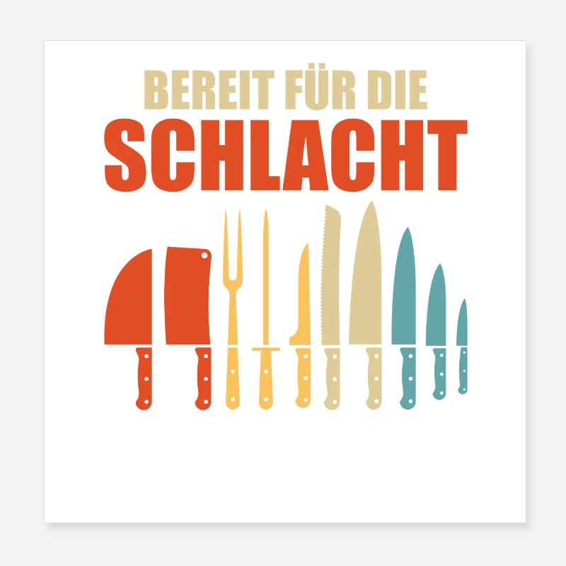 CHEF READY FOR BATTLE Funny Poster 8" x 8" (20x20 cm)