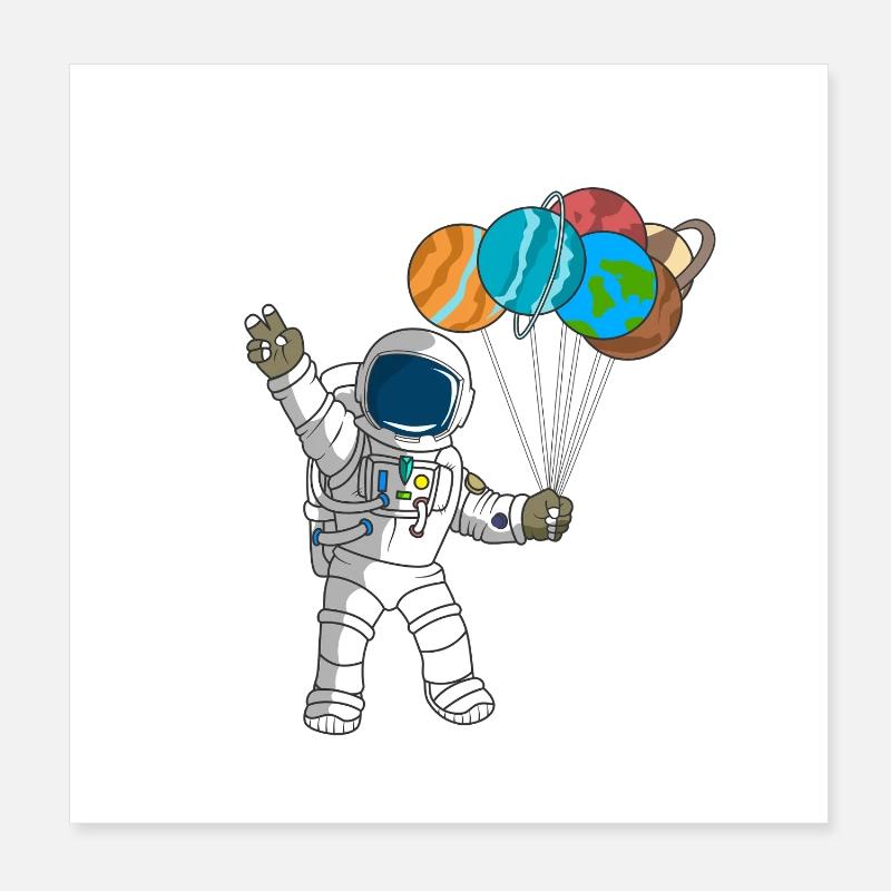 Astronaut Planets Outer Space 2nd Birthday Celeb Poster 8" x 8" (20x20 cm)