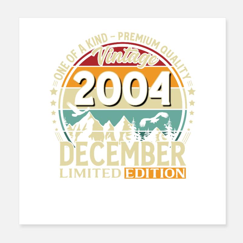 21e anniversaire Millésime Décembre 2004 Poster 20 x 20 cm