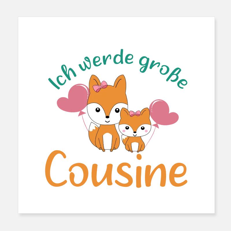 Bientôt, grand cousin 2026 Les Renards deviendront grands cousins Poster 20 x 20 cm
