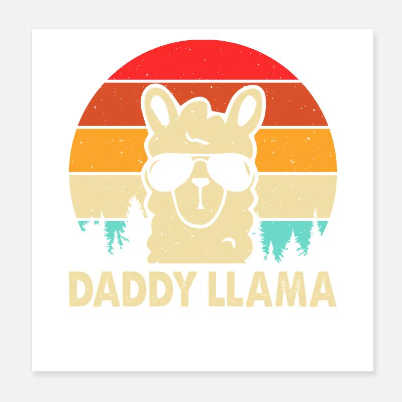 Daddy Llama Poster 20x20 cm
