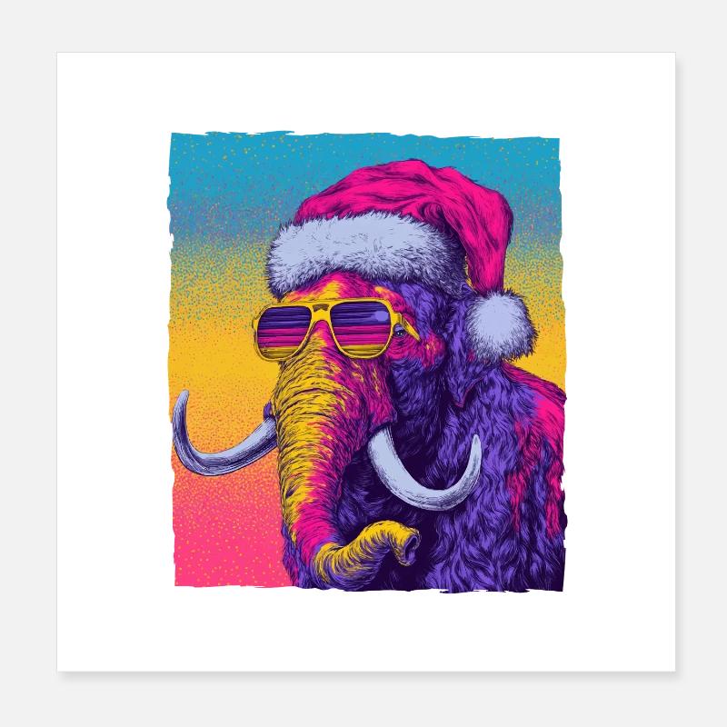 Portrait de Noël du mammouth Poster 20 x 20 cm