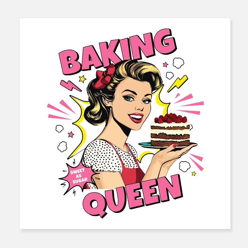 Backen Torte Backkönigin Backfee Bäckerin Pop Art Poster 20x20 cm