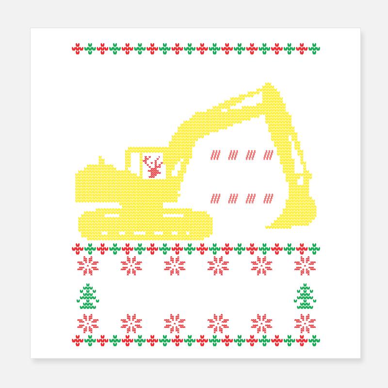 Digging into Ugly Christmas Bagger Bauarbeiter Poster 20x20 cm