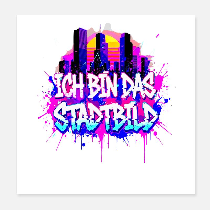 Synthwave Stadtbild - Ich Bin Das Stadtbild  Poster 20x20 cm