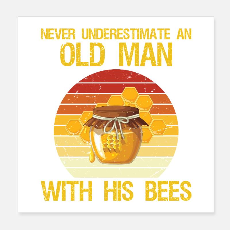 Apiary Bee Keeper An Old Man With His Bees Beek Poster 20x20 cm