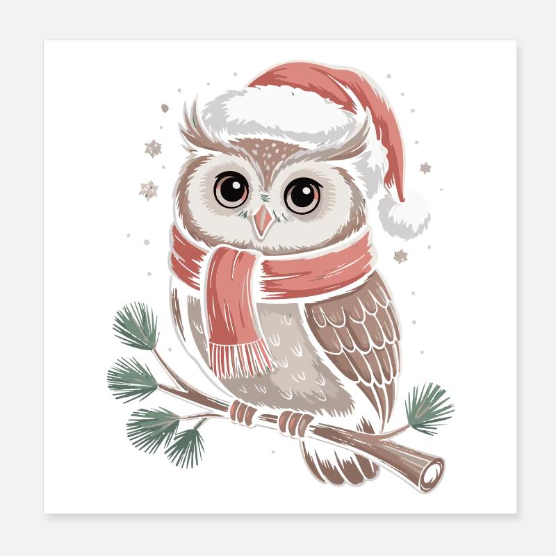 Écharpe magique de la chouette de Noël Poster 20 x 20 cm