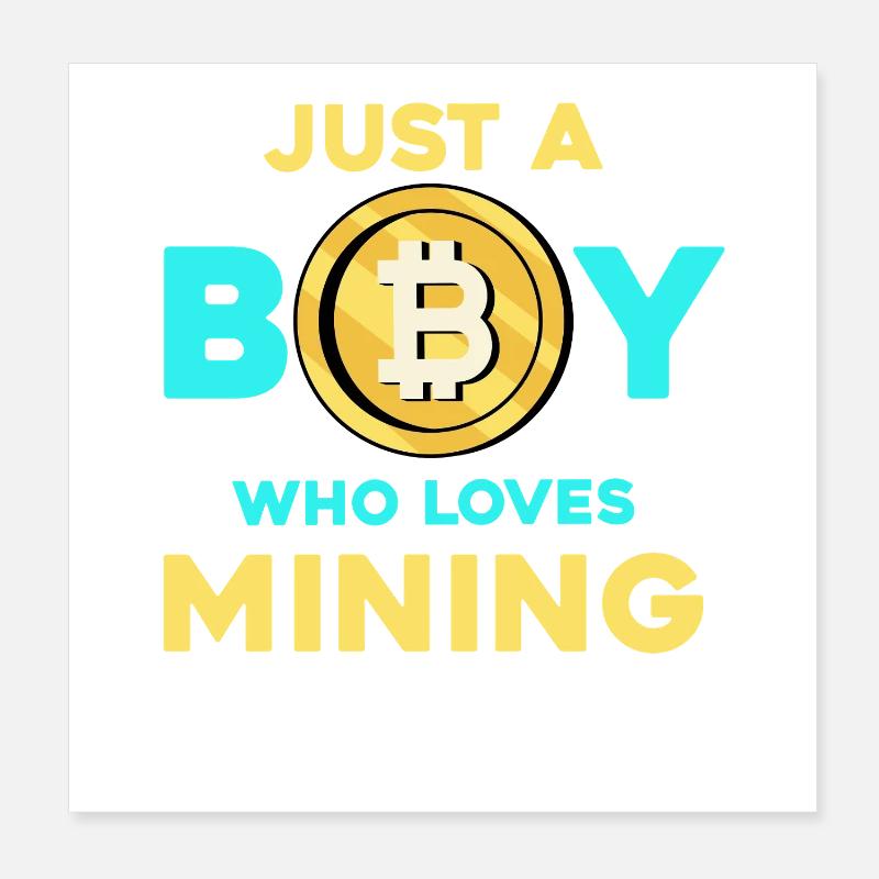 Crypto Mining Boy – Bitcoin Passion Poster 20 x 20 cm