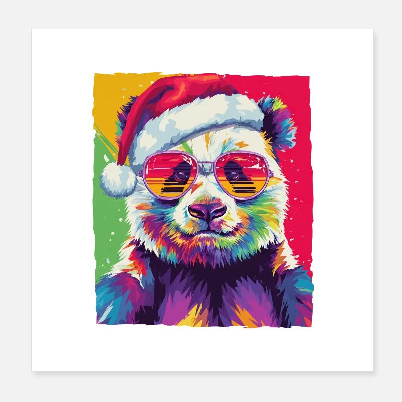 Portrait de Noël du panda Poster 20 x 20 cm