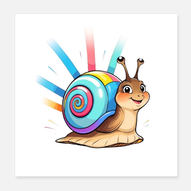 Explosion de couleurs d’escargot arc-en-ciel Poster 20 x 20 cm