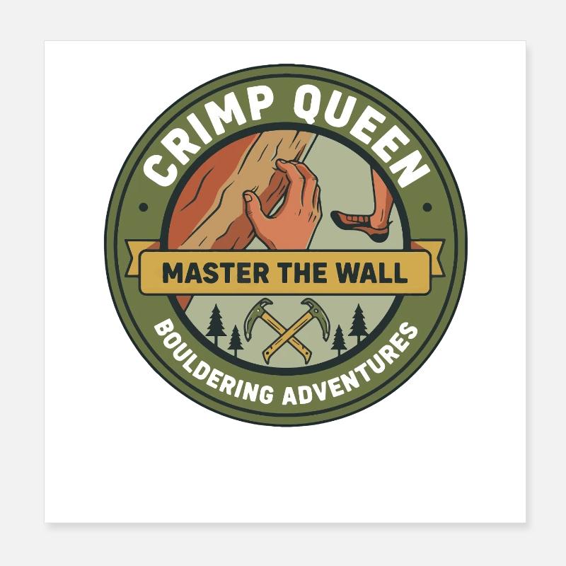 Crimp Queen Master The Wall Bouldering Adventures Poster 8" x 8" (20x20 cm)