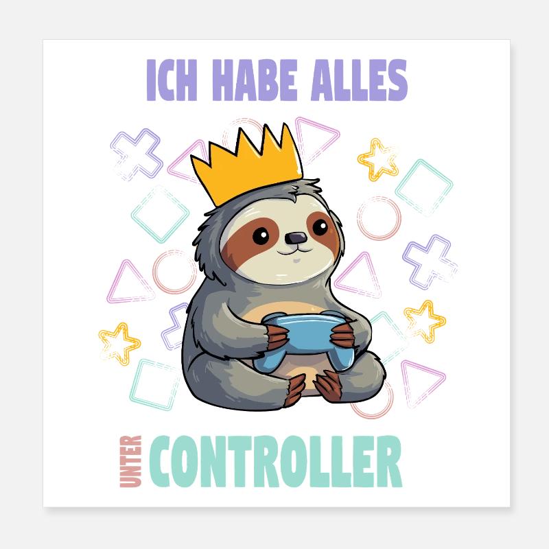 controller sloth gaming Poster 8" x 8" (20x20 cm)