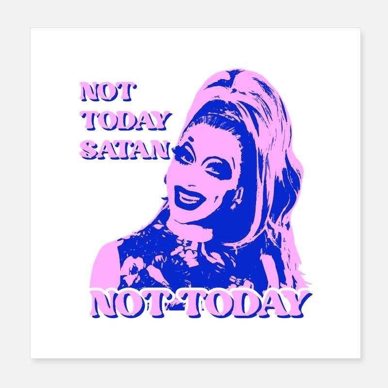 Not Today Satan Pop Art Poster 8" x 8" (20x20 cm)
