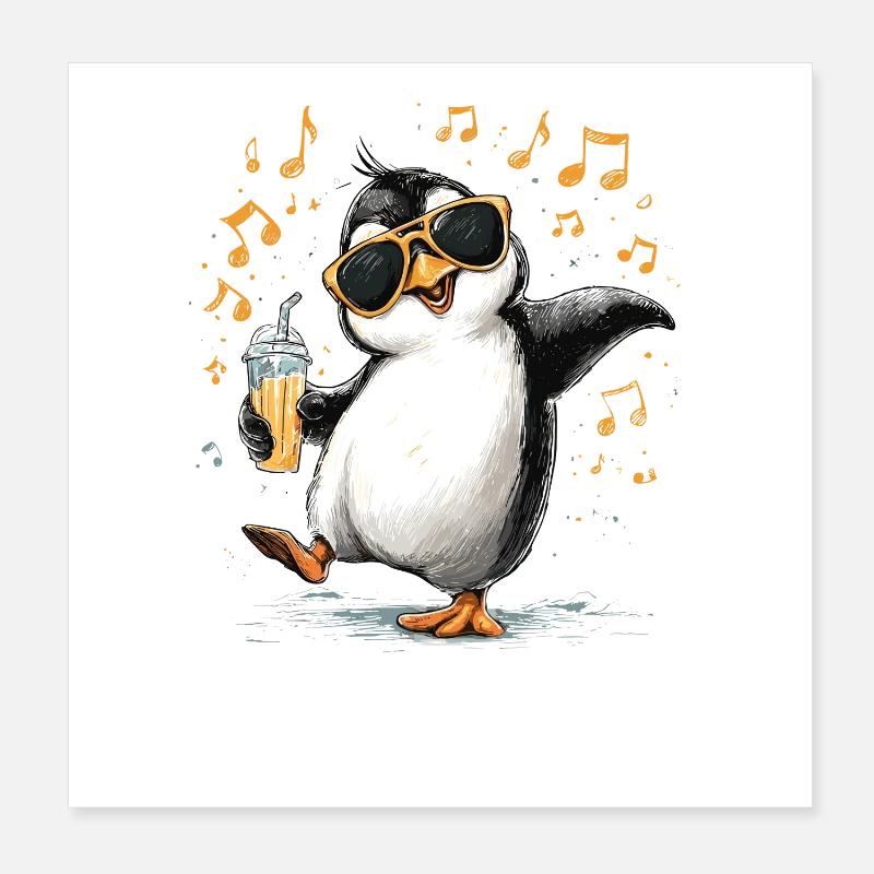 Sommer-Pinguin mit Sonnenbrille Poster 20x20 cm