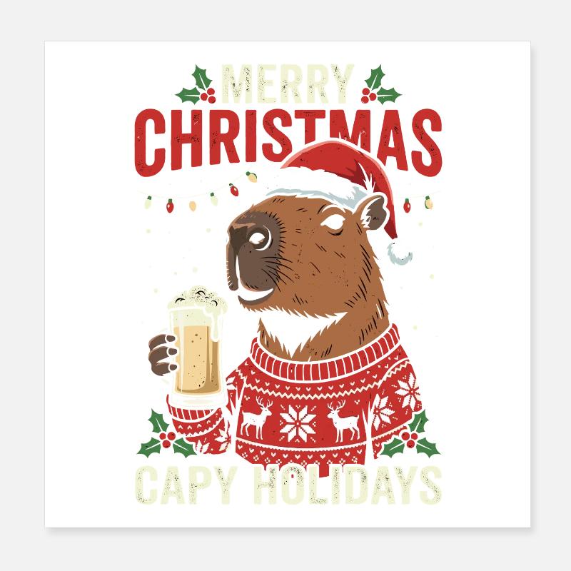 Pull de fête de Noël Capybaras Poster 20 x 20 cm