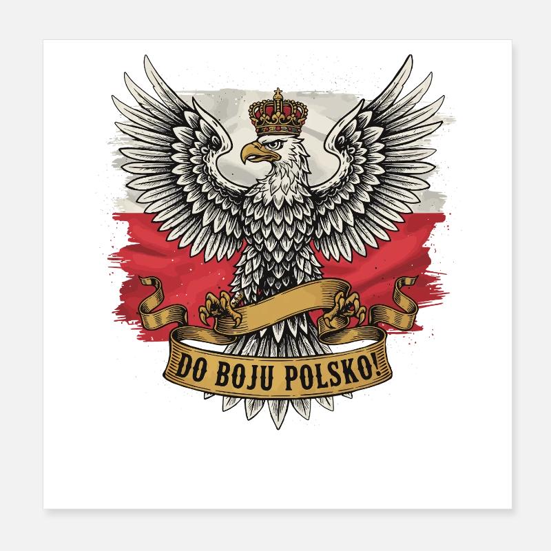 For Poland Into Battle Eagle Poster 8" x 8" (20x20 cm)