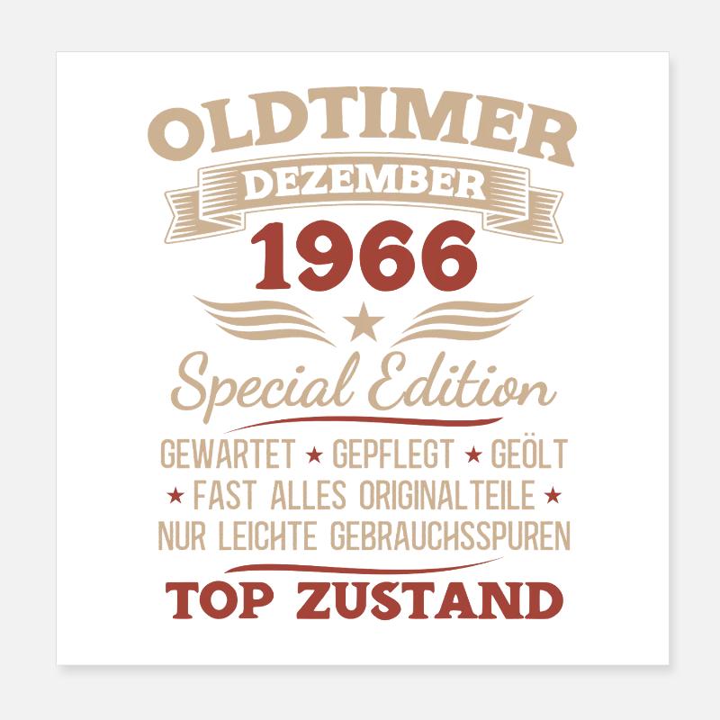 61. Geburtstag Geschenk Oldtimer Dezember 1966 Poster 20x20 cm