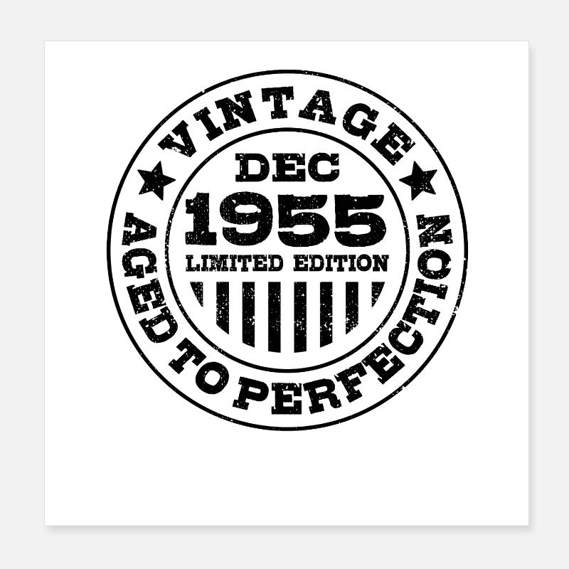 Édition limitée cadeau d’anniversaire de décembre 1955 Poster 20 x 20 cm