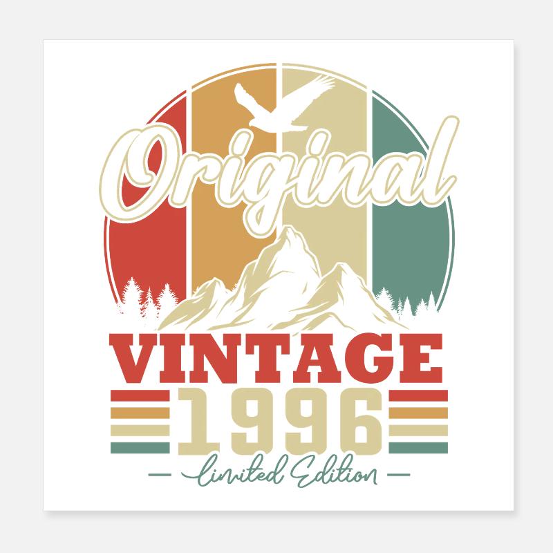 Vintage 1996 Born Original Birthday Gift Poster 8" x 8" (20x20 cm)