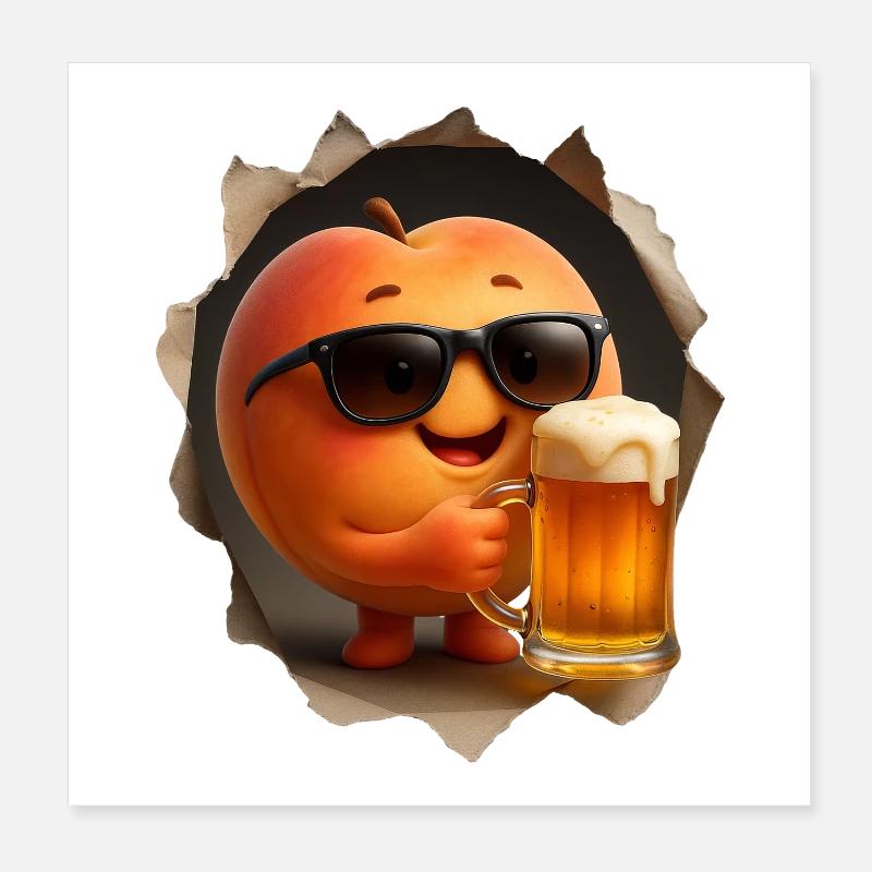 Peach Beer Poster 8" x 8" (20x20 cm)