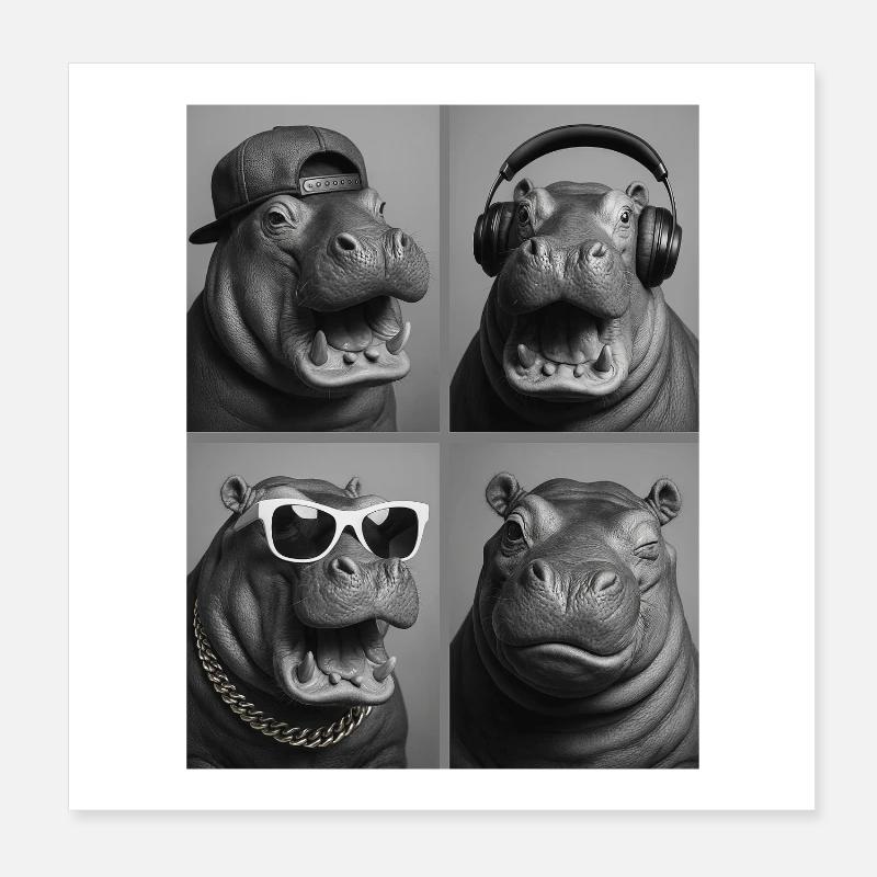 Nilpferd Poster 20x20 cm