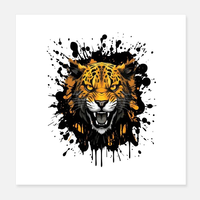 Tiger Splatter Head Poster 8" x 8" (20x20 cm)