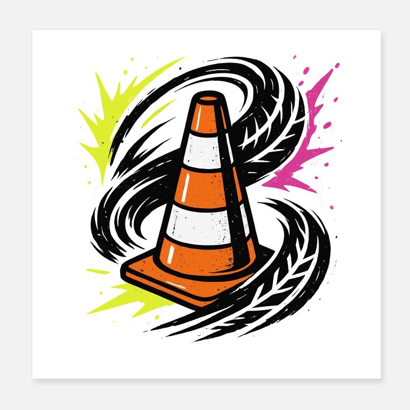 Drift Auto Tuning, Pylon Burnout, Racing Poster 20x20 cm
