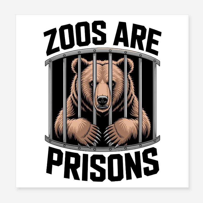 Bär hinter Gittern Motiv Poster 20x20 cm