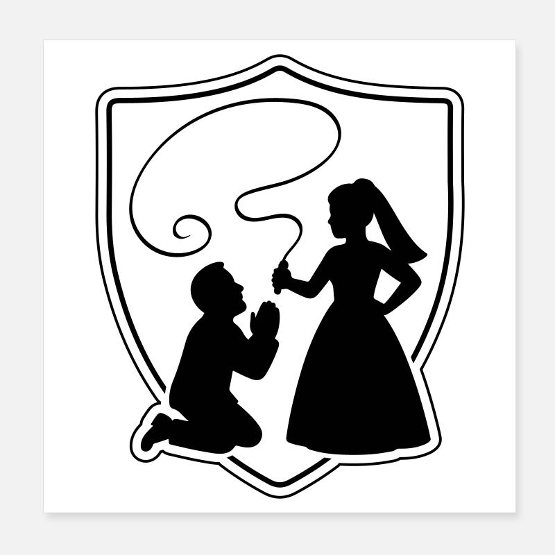 Hochzeit Brautpaar Ehepaar Silhouette Poster 20x20 cm