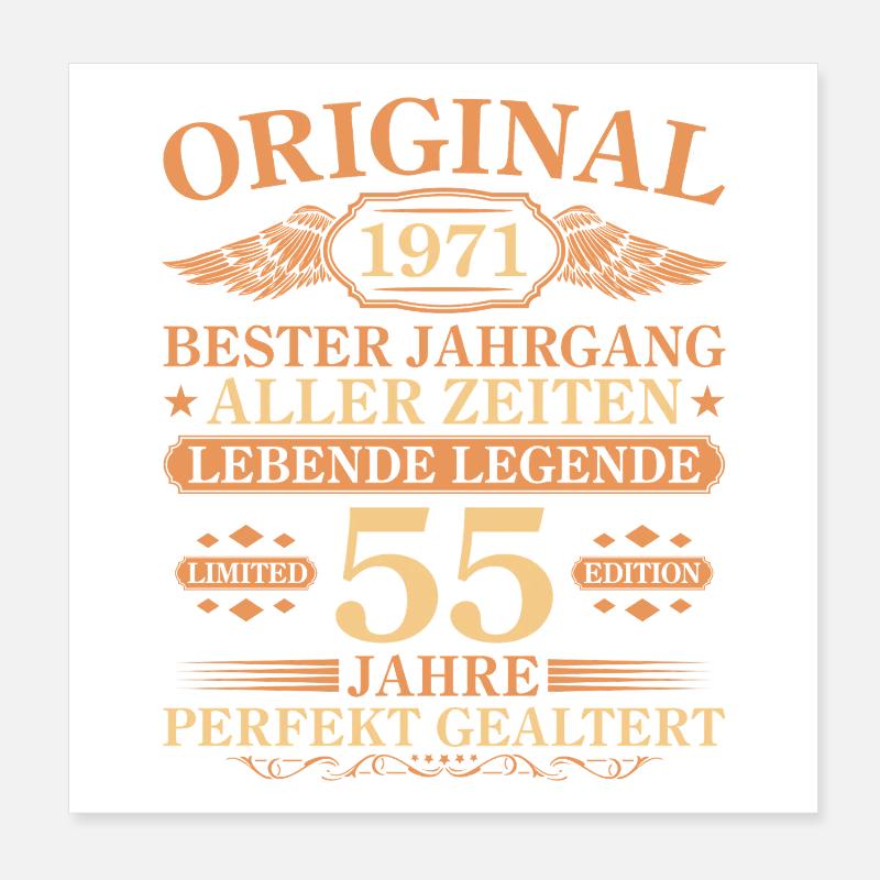 55e anniversaire du millésime 1971 Poster 20 x 20 cm