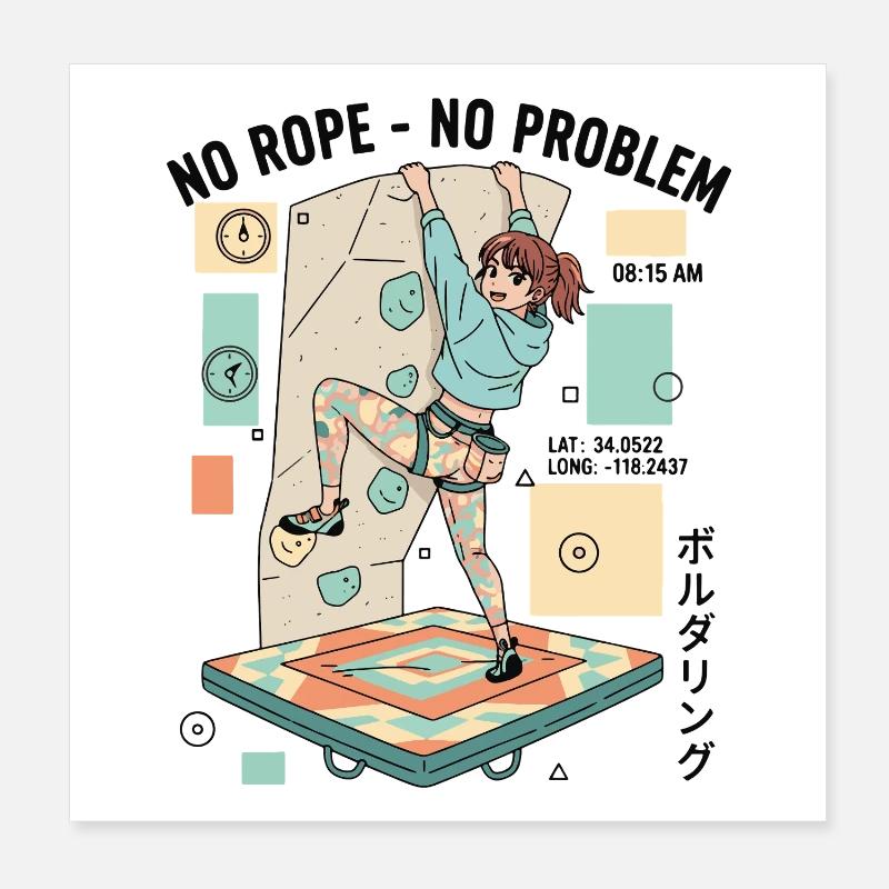 Kein Seil Kein Problem Bouldering Kletterer Spaß Poster 20x20 cm